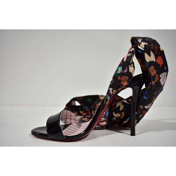 Christian Louboutin Fetish Du Desert 100 Black Lace Up Tie Sandal Heel Pump 40 - Picture 8 of 12